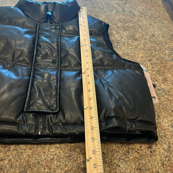 Ci Sono By Cavalini Vegan Leather Crop Vest Black Womens Size XL Pockets - Picture 14 of 15
